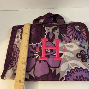 Thirty one travel organizer purple flowers H monogram